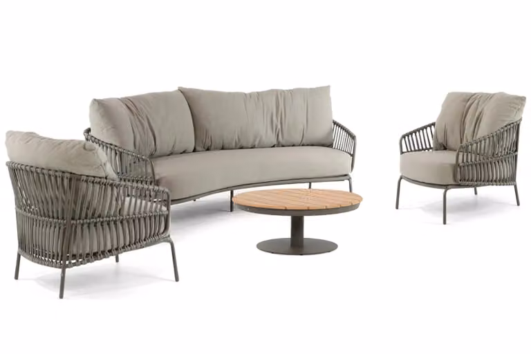 4 Seasons Outdoor Capalbio/Salerno loungeset met aluminium frame en grijze kussens