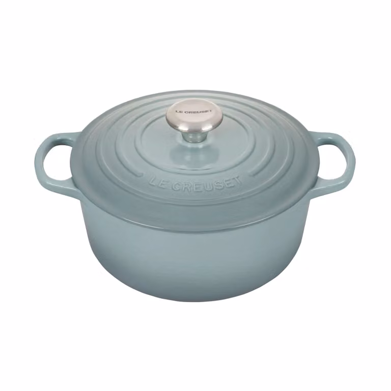Le Creuset Signature ronde braadpan van geëëmailleerd gietijzer, 4,3 L, blauwgroen (Sea Salt)