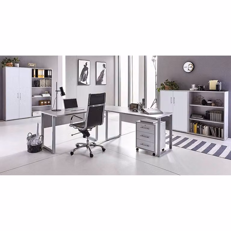 home24 Bureauset 6-delig grijs/wit mat