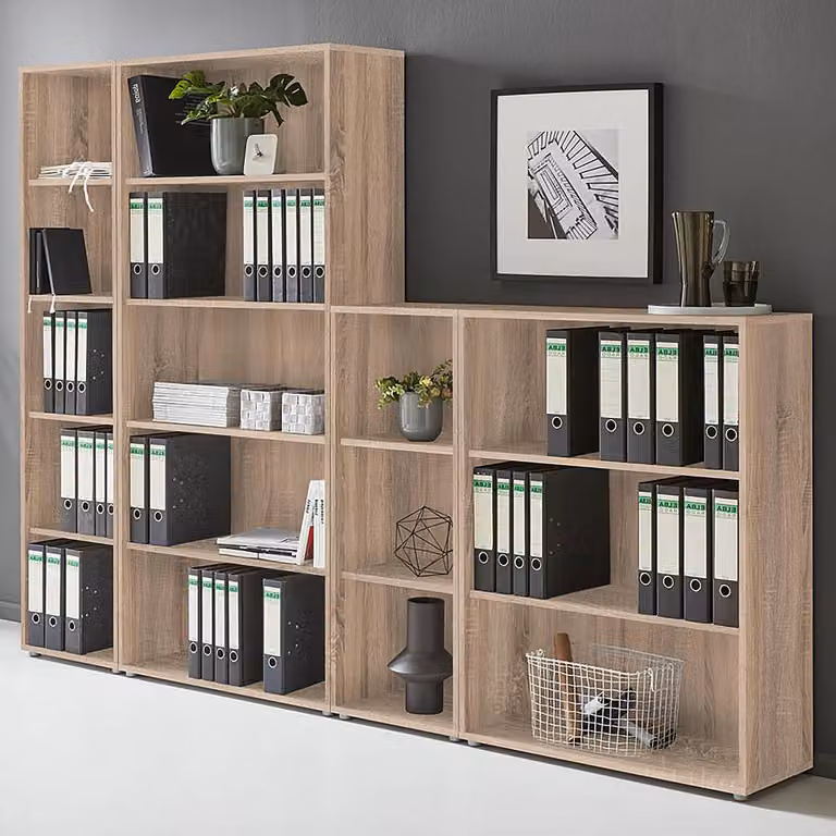 home24 Open kasten 4-delig, bruin/Sonoma eikenhouten look, B/D/H: 85 x 33 x 186 cm