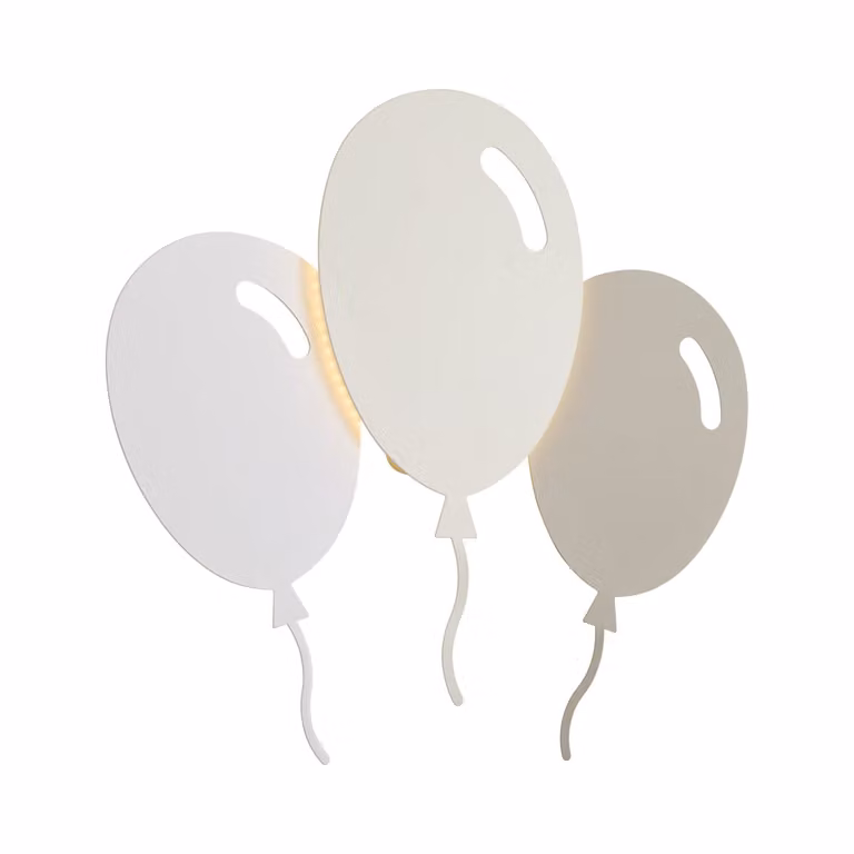 Qazqa Kinder wandlamp Balloon wit met beige, LED, 3-staps dimbaar