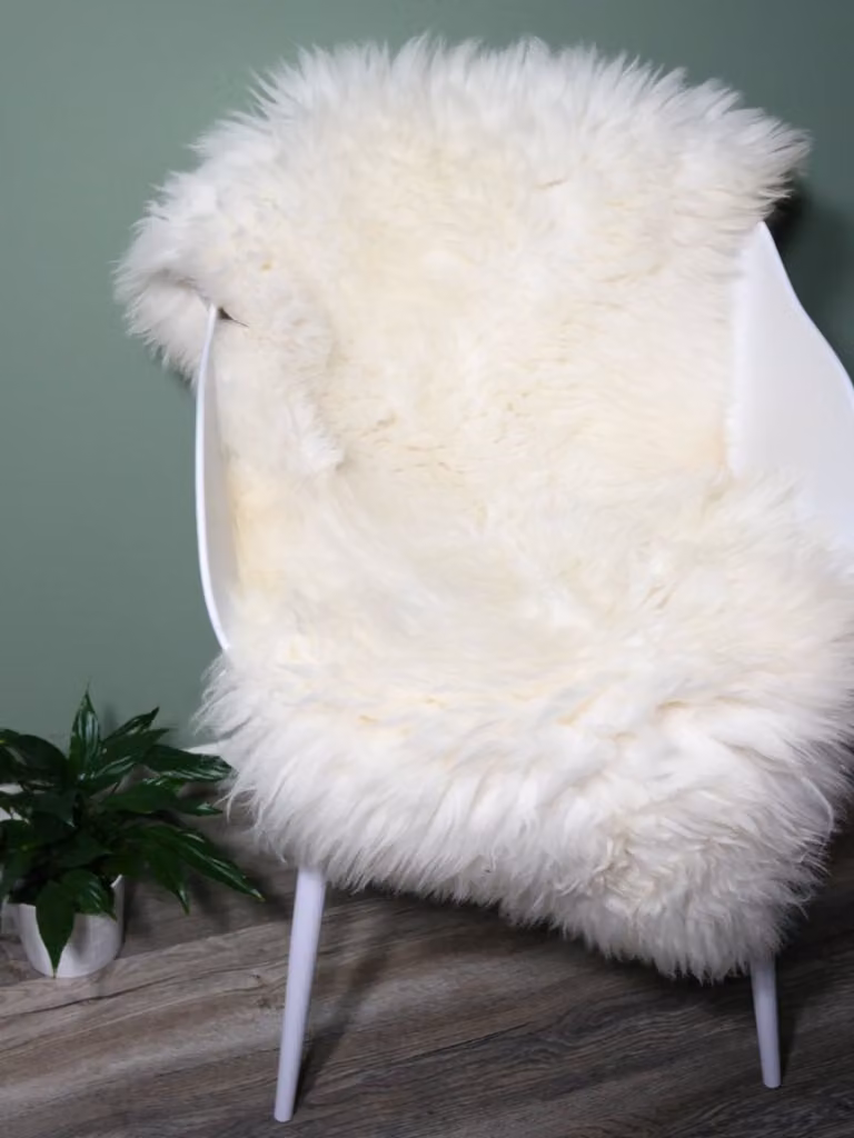 Echt Schapenvacht Vloerkleed Klassiek Wit Wol Maat S (95 cm)