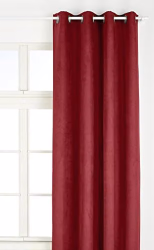 Linder gordijn met ogen, veloursimitatie, bordeauxrood, B: 145 cm, H: 260 cm