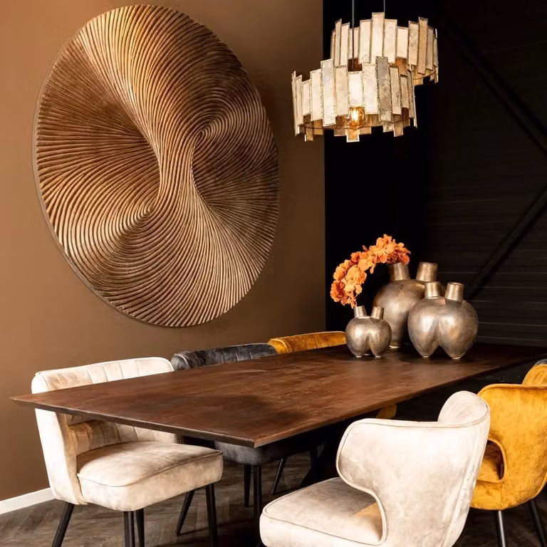 PTMD Wandornament Wiktor Bruin MDF Abstract Modern Rond - Ø 180 cm