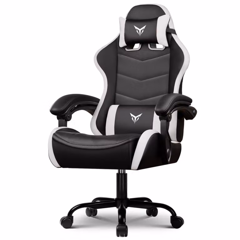 GTPLAYER Ergonomische Gaming Stoel met verstelbare hoofdsteun en lendensteun, Wit