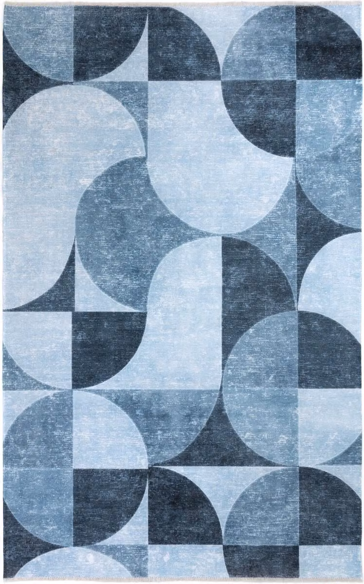 Tesso Living Kelim Trend Tapijt - Blauw - 120 x 160 cm - Modern Laagpolig Vloerkleed van Katoen