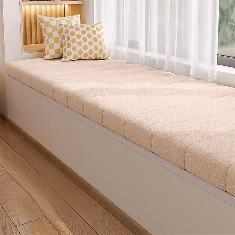 Beige Erkerkussen Zitkussen voor Hoekbank - Waterdicht en Anti-Krab - Breedte: 190 cm, Diepte: 25 cm