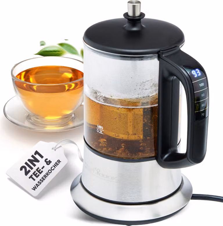 ProfiCook 2-in-1 waterkoker en theekoker PC-TK 1165 met temperatuurinstelling en warmhoudfunctie, 0,5 l