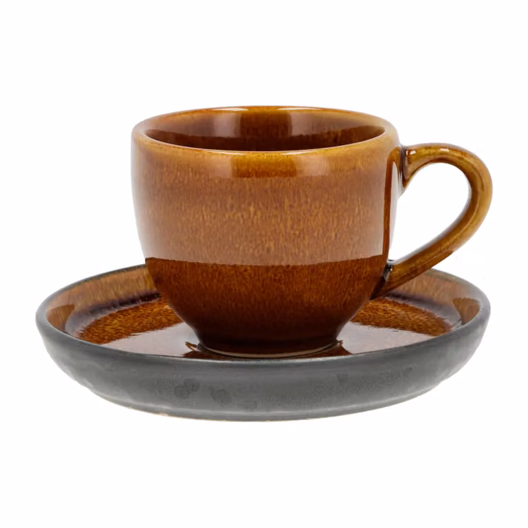 Bitz espressokop met schotel 7 cl Amber-zwart