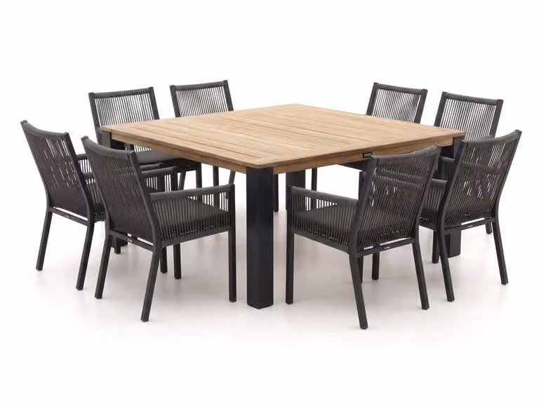 Manifesto Furniture Diningset Manifesto - 9-delige tuinset van teakhout voor 8 personen - Bruin