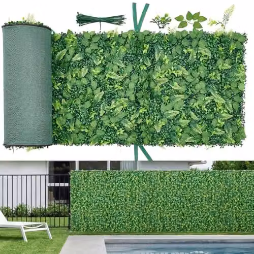 VEVOR Kunsthaag Groen, 4-delige set van kunstmatige plantenwand voor privacy en inkijkbescherming, B/D/H: 248,3 x 61 cm