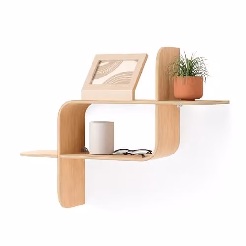 Umbra Wanddecoratie uit Massief Rubberhout, Beige, B: 62 cm, D: 15 cm, H: 47 cm