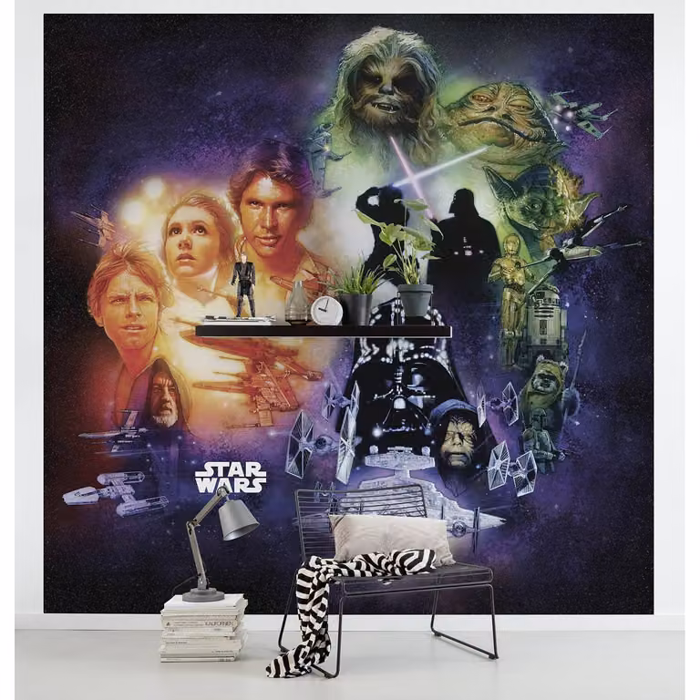 home24 Fotobehang Star Wars Poster Collage Multicolour B: 250 cm, H: 250 cm