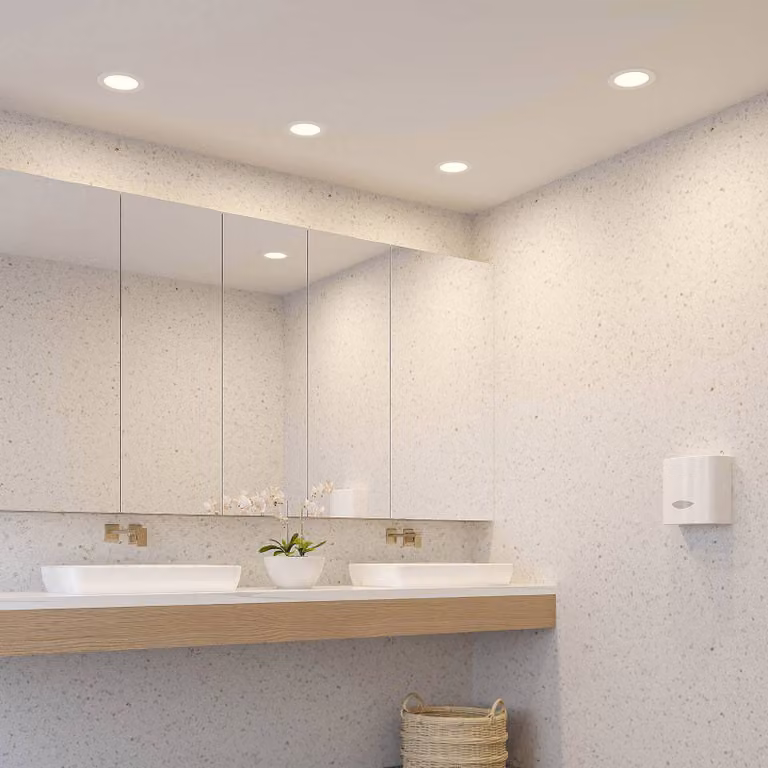 Prios LED inbouwlamp Cadance, set van 3, wit, 17 cm, CCT dimbaar, IP44, voor badkamer