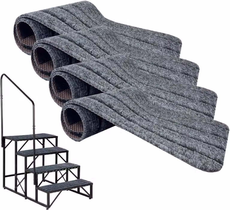 Set van 4 grijze antislip trapmatten voor extra veiligheid
