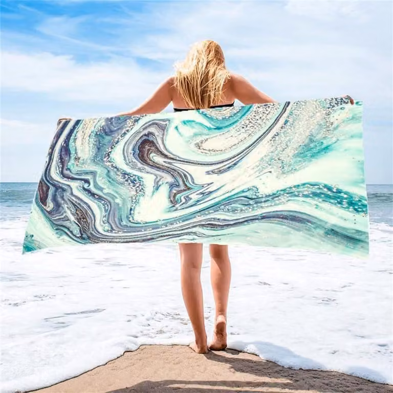 Sneldrogend strandlaken met golfpatroon, Breedte: 80 cm, Lengte: 160 cm