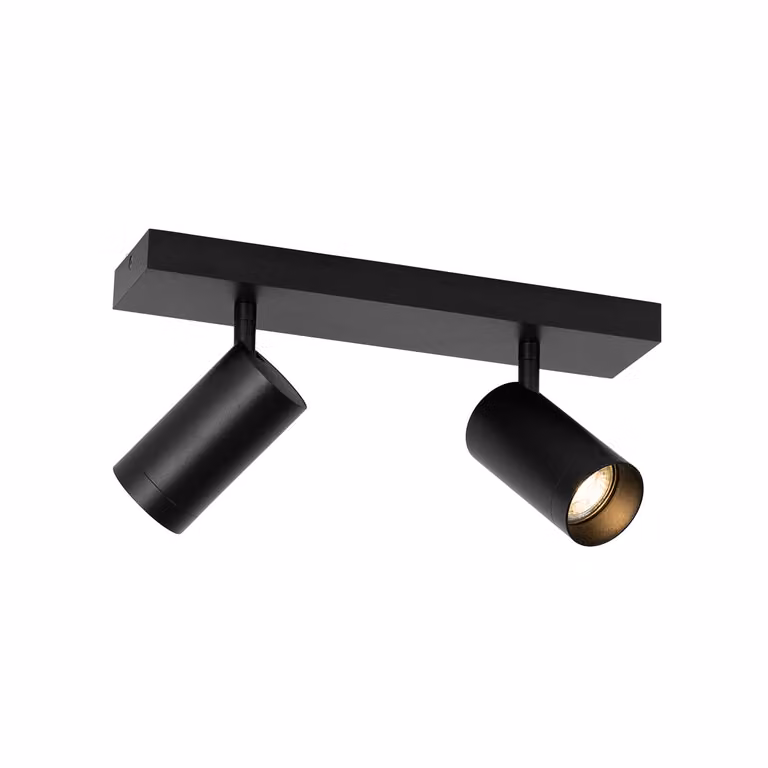 Qazqa Smart plafondspot zwart verstelbaar met 2 Wifi GU10 ledlampen