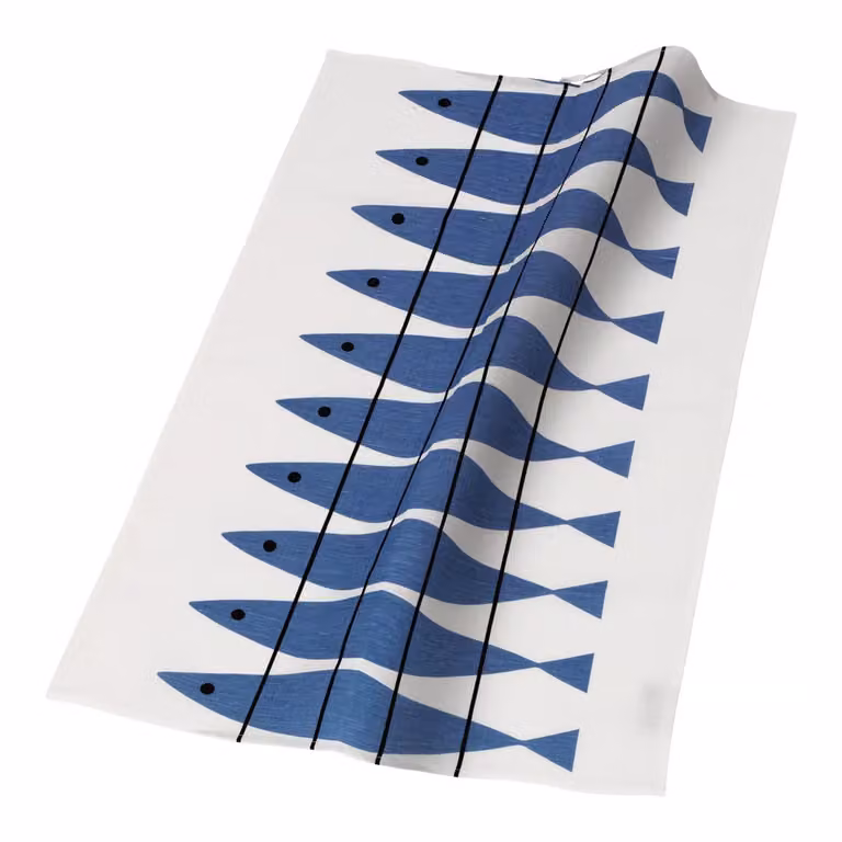 Almedahls Sill theedoek wit-blauw