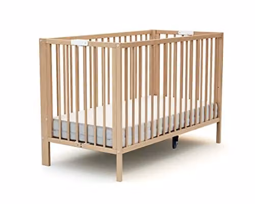 AT4 Essentiel Opklapbaar babybedje van gelakt beukenhout, H x B x D: 82 x 64 x 124 cm