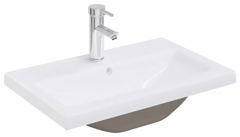 vidaXL Inbouw wastafel met kraan, wit, keramiek, B: 61 cm, D: 39 cm, H: 18 cm
