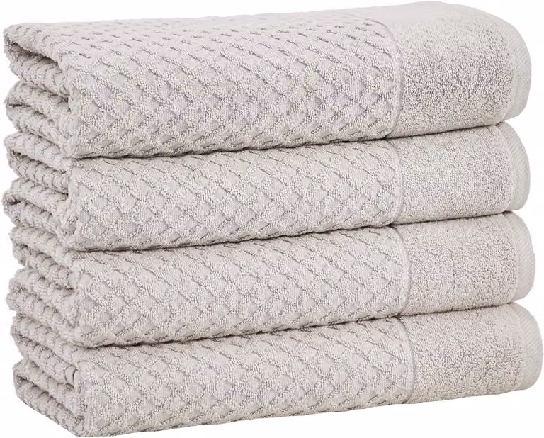 Badhanddoeken Set Low Twist Tweelaags Katoen - Lichtgrijs - 76 x 132 cm