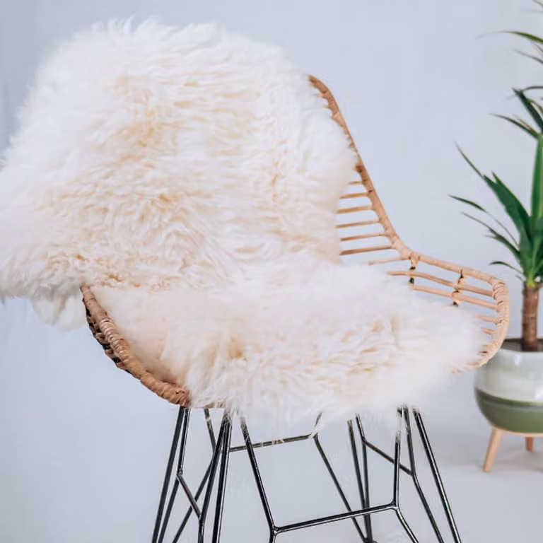 Echte witte schapenvacht XXL van 100% wol en leer - Eco+