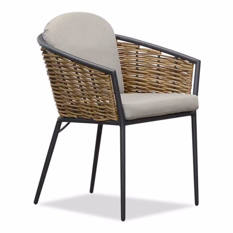 Denza Furniture Lucca stapelbare tuinstoel in zand met wicker en aluminium