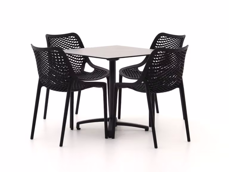 Forza Furniture Diningset Forza voor 4 personen, zwart, kunststof en gepoedercoat aluminium