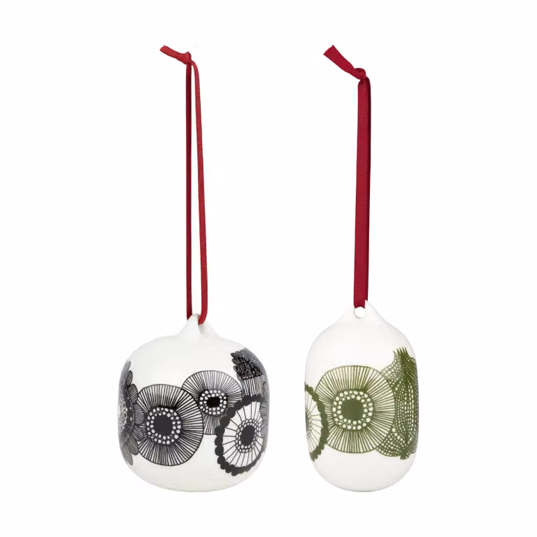 Marimekko Siirtolapuutarha decoratieve mandenset 2 stuks Wit-zwart-groen