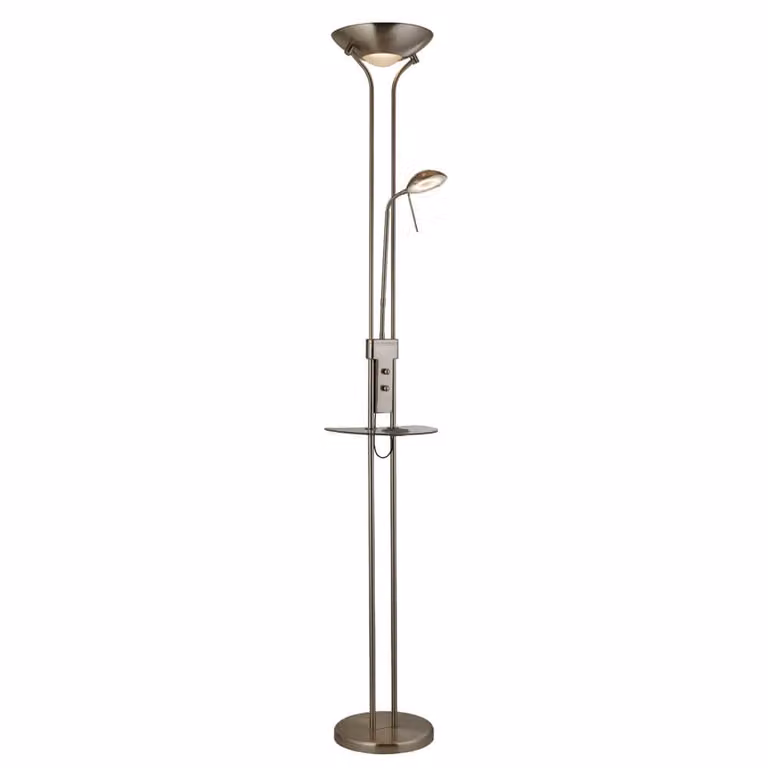 Searchlight Wireless Vloer leeslamp - Zilver - H 176 x B 25 x D 25 cm