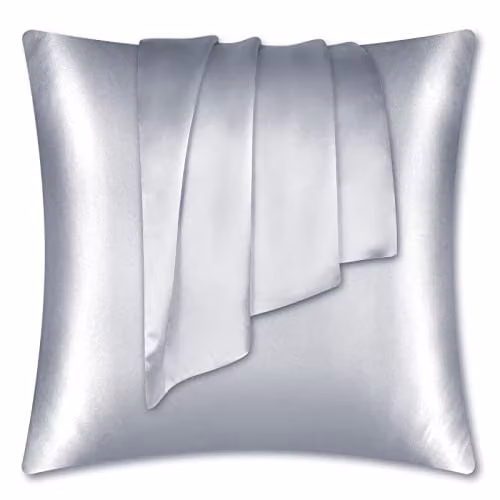 LULUSILK Zijde kussensloop zilvergrijs voor haar- en huidverzorging, 80 x 80 cm