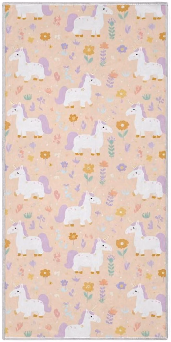 Badkamer set met handdoek en washandje met eenhoorn print, Breedte: 76,2 cm, Breedte: 38,1 cm