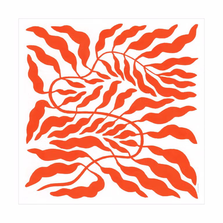 Fine Little Day Kussen met Oranje Rode Bladprint 50 x 50 cm