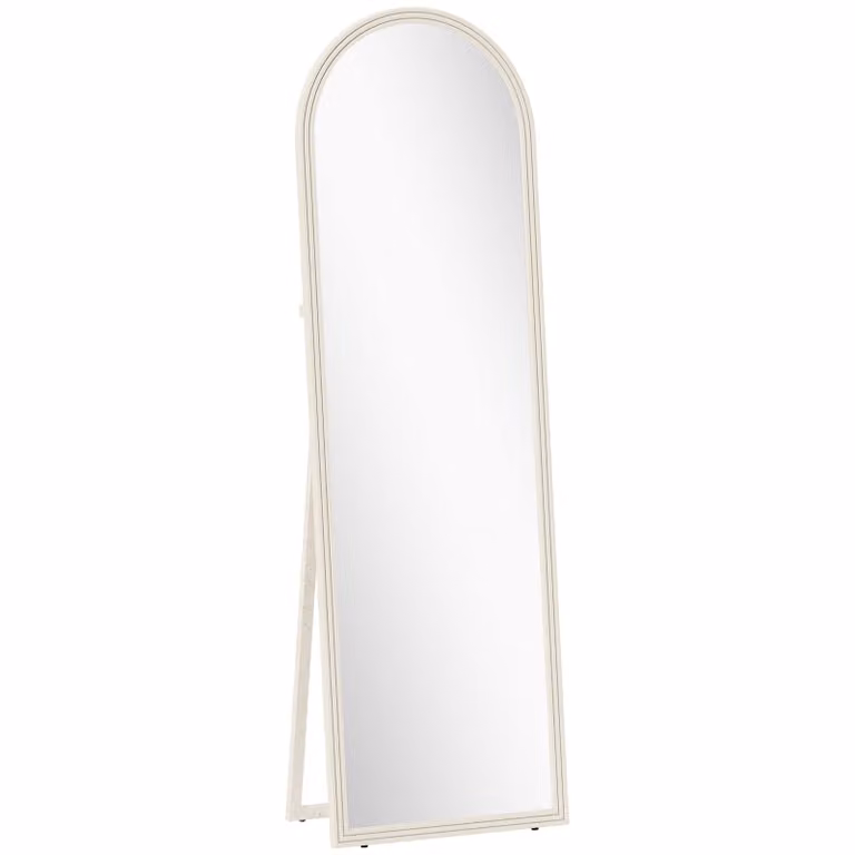 HOMCOM Vrijstaande spiegel met boogframe en muurbevestiging, Wit, 50 x 160 cm