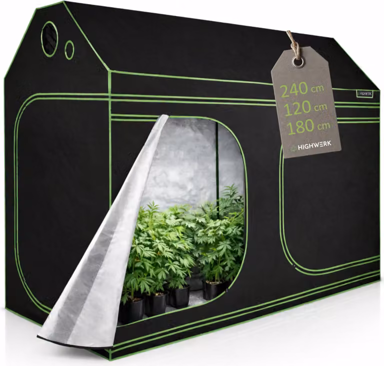 HIGHWERK MyHomeGrow kweektent voor schuine daken, zwart-groen, B: 240 cm, D: 120 cm, H: 180 cm