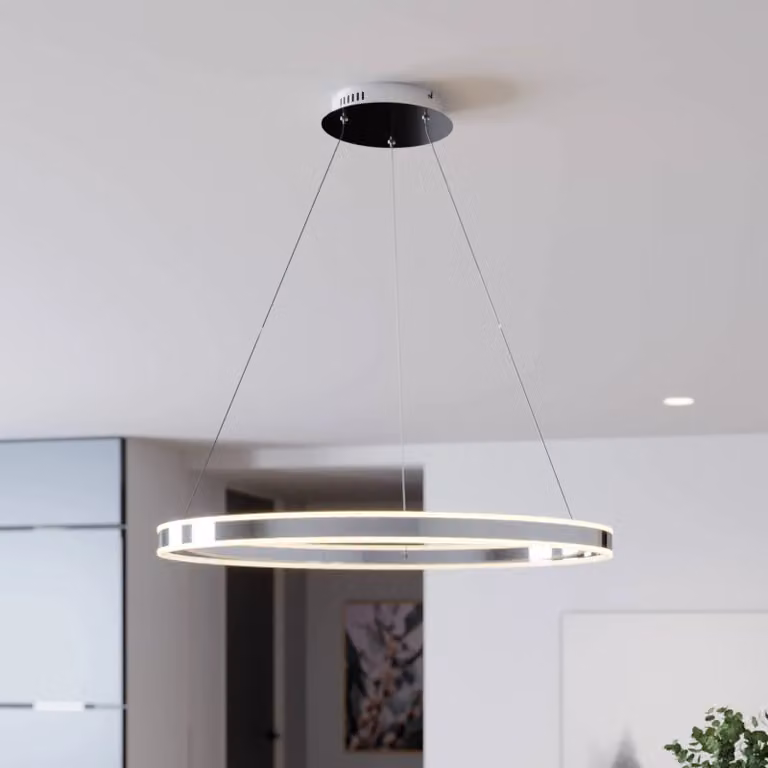 Lucande Lyani Hanglamp - Modern - Chroom/Wit - Ø 80 cm - Dimbaar