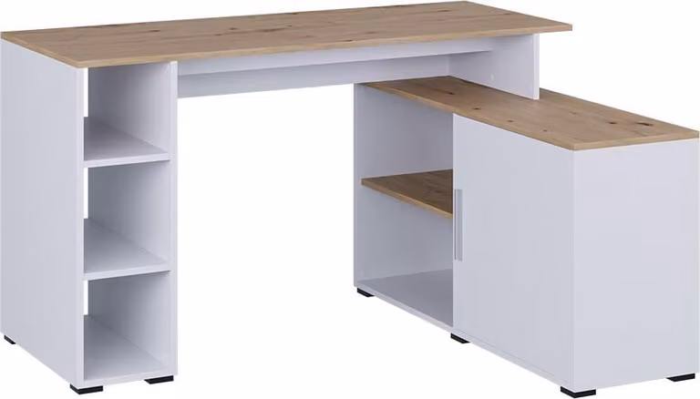Vicco Rudy Hoekbureau Wit met planken, B/D/H: 135 x 110 x 75,5 cm