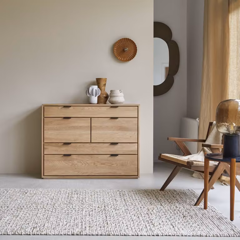 Tikamoon Massief Eikenhouten Ladekast Senson - Bruin - B/D/H: 120 x 44,5 x 73,1 cm