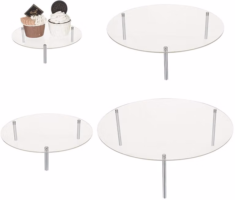 Dailygoody Taartstandaard - Acryl - Transparant - Rond - Stapelbaar - 4 stuks