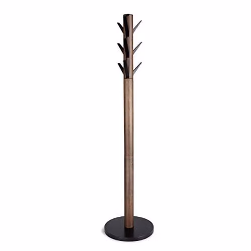 Umbra Flapper Staande Kapstok met 9 Neerklapbare Haken, Zwart/Walnoot, B/D/H: 40 x 40 x 169 cm