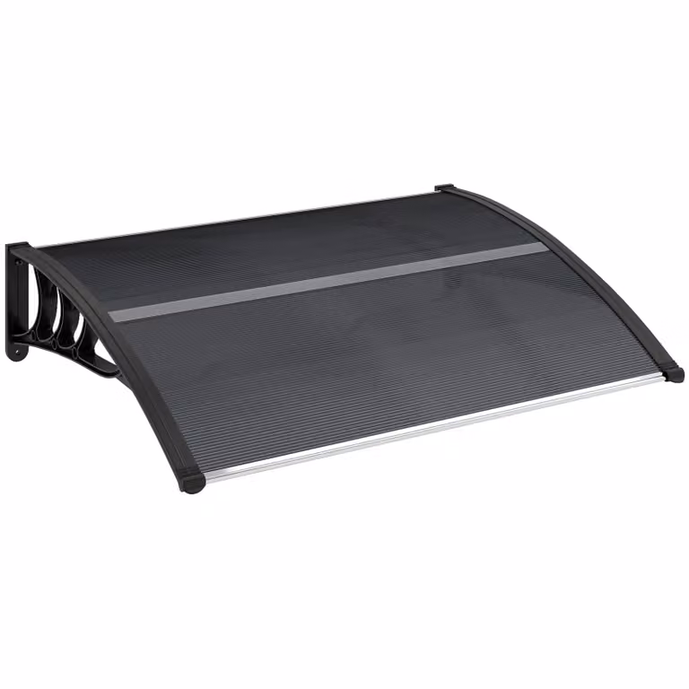 Outsunny Voordeuroverkapping voor ingangen en ramen, Zwart, B: 75 cm, D: 100 cm, H: 23 cm