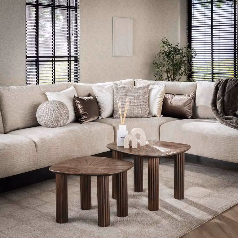 WoonStijl Maya Salontafel set van 2, vierkant, teak, bruin