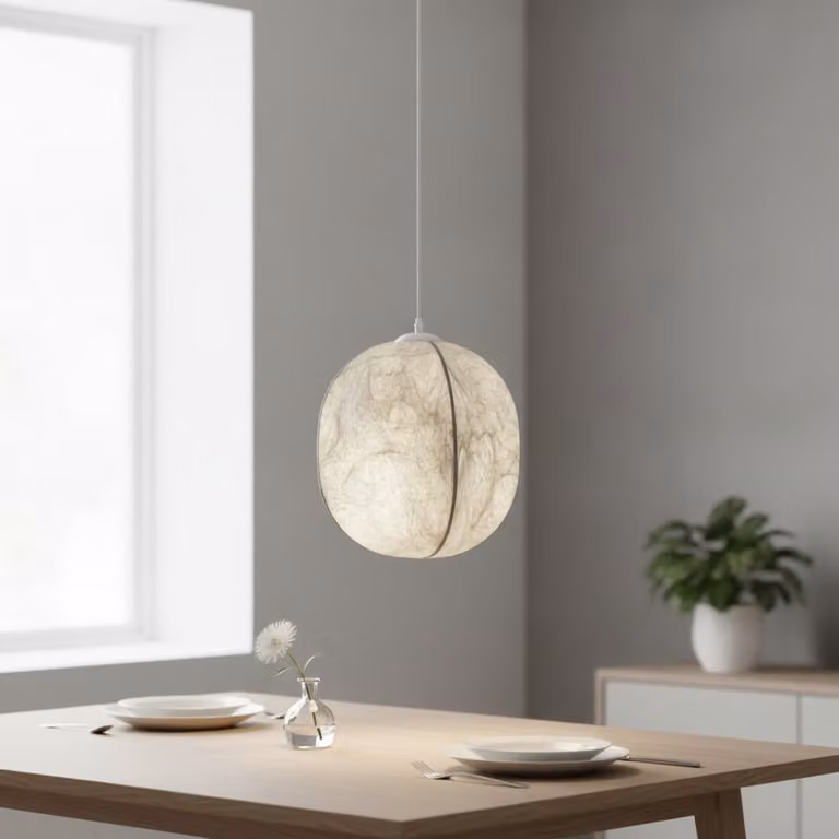 Lyora Witte hanglamp Pierida van textiel en papier Ø 42 cm