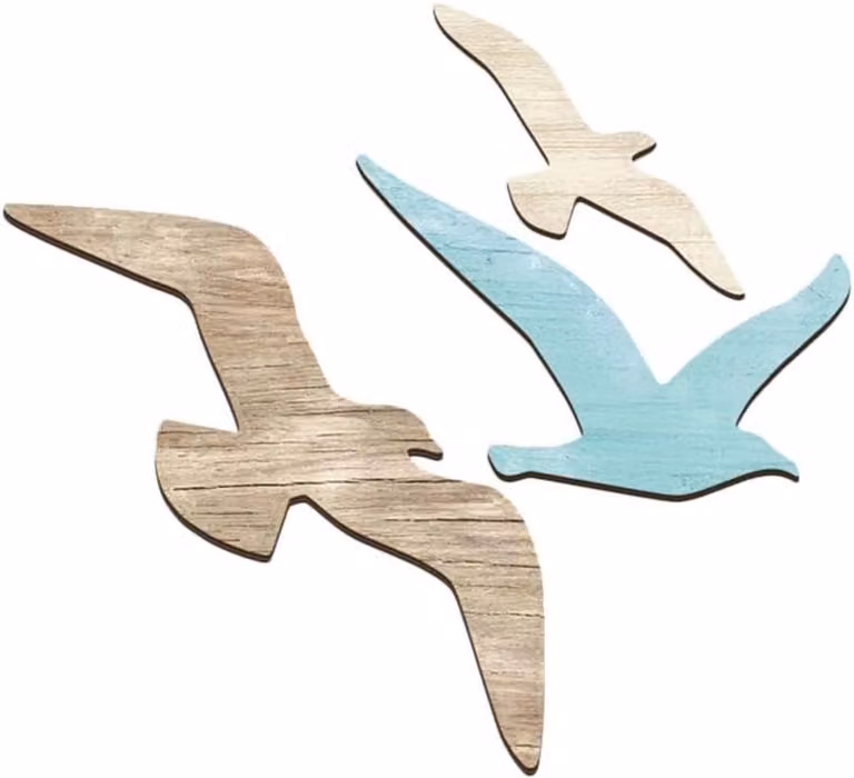 CSGoods Houten wanddecoratie 3 stuks met kust- en oceaanthema en zeevogels