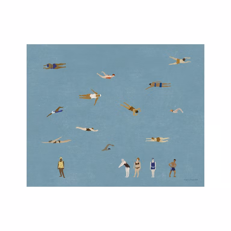 Fine Little Day Swimmers poster Blauw, 40 x 50 cm