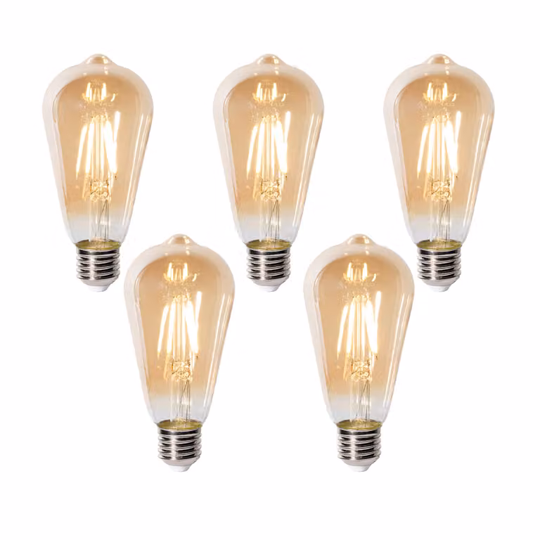 Set van 5 LUEDD E27 dimbare LED lampen ST64 goud 5W 450 lm 2700K