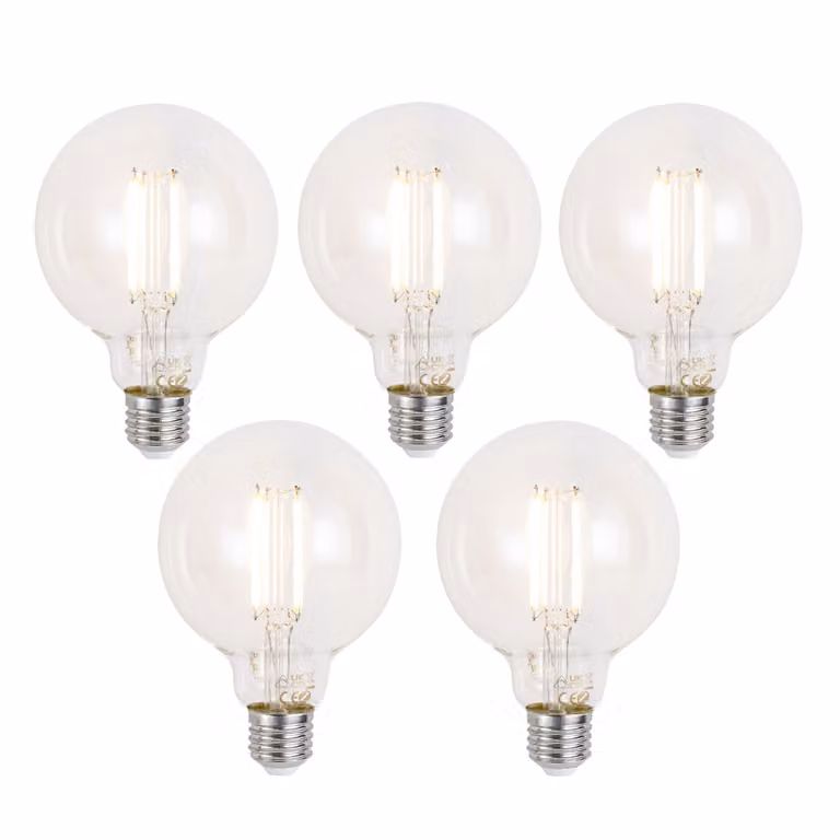LUUMR Set van 5 Smart LED Globe Lampen E27 Zigbee Dimbare Glas Heldere Lampen 7W