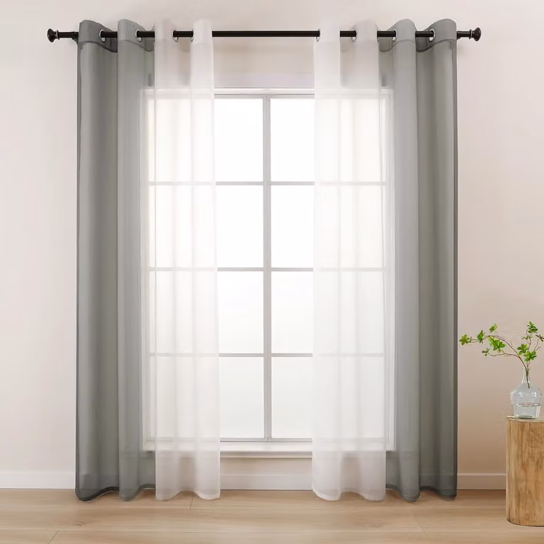 ServiceTopper Gordijnen 2 stuks - Grijs-wit kleurverloop - Transparant - 140 x 145 cm