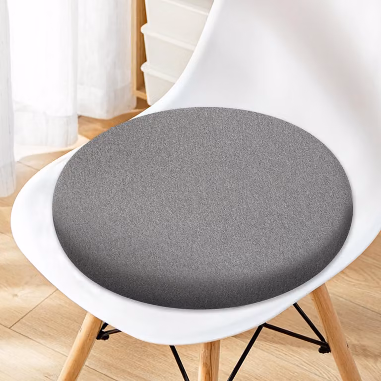 Ronde katoenen stoelzitting voor volwassenen, donkergrijs, Diameter: 40 cm, Dikte: 4 cm