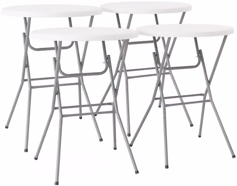 Sweek Set van 4 opvouwbare statafels van staal voor tuin en terras